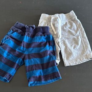 Hanna Andersson 100% Cotton Blue Striped & Gray Pull-On Shorts - 2-Pack